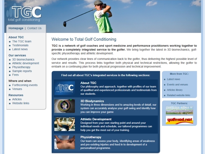 Total Golf Conditioning website