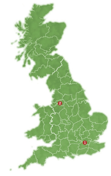 Annotated UK map